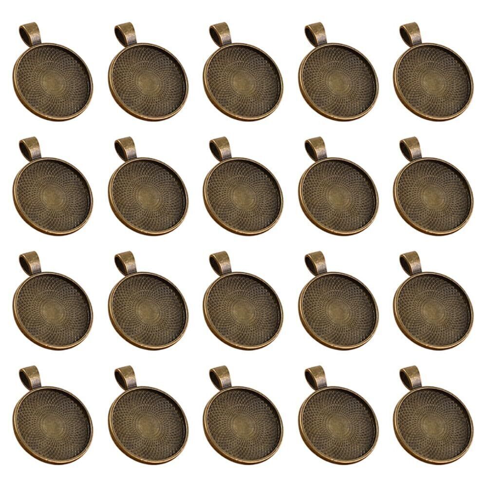 8462 60 Pcs 1 Inch Round Metal Pendant Trays Cabochon Bezel Blanks Photo
